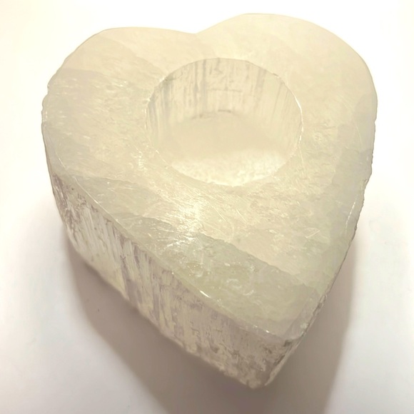 Other - Selenite Crystal Heart Candle Holder